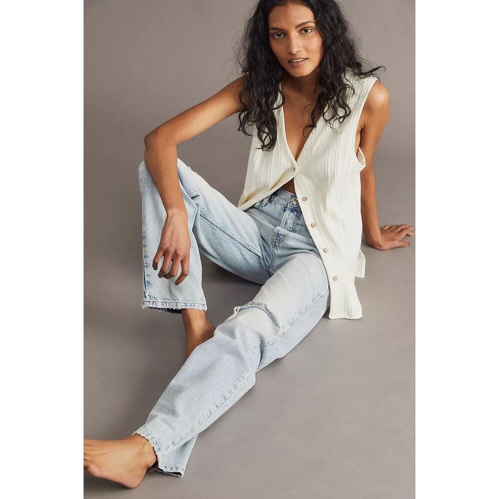 Free People Lasso Straight Leg Distressed Jeans
